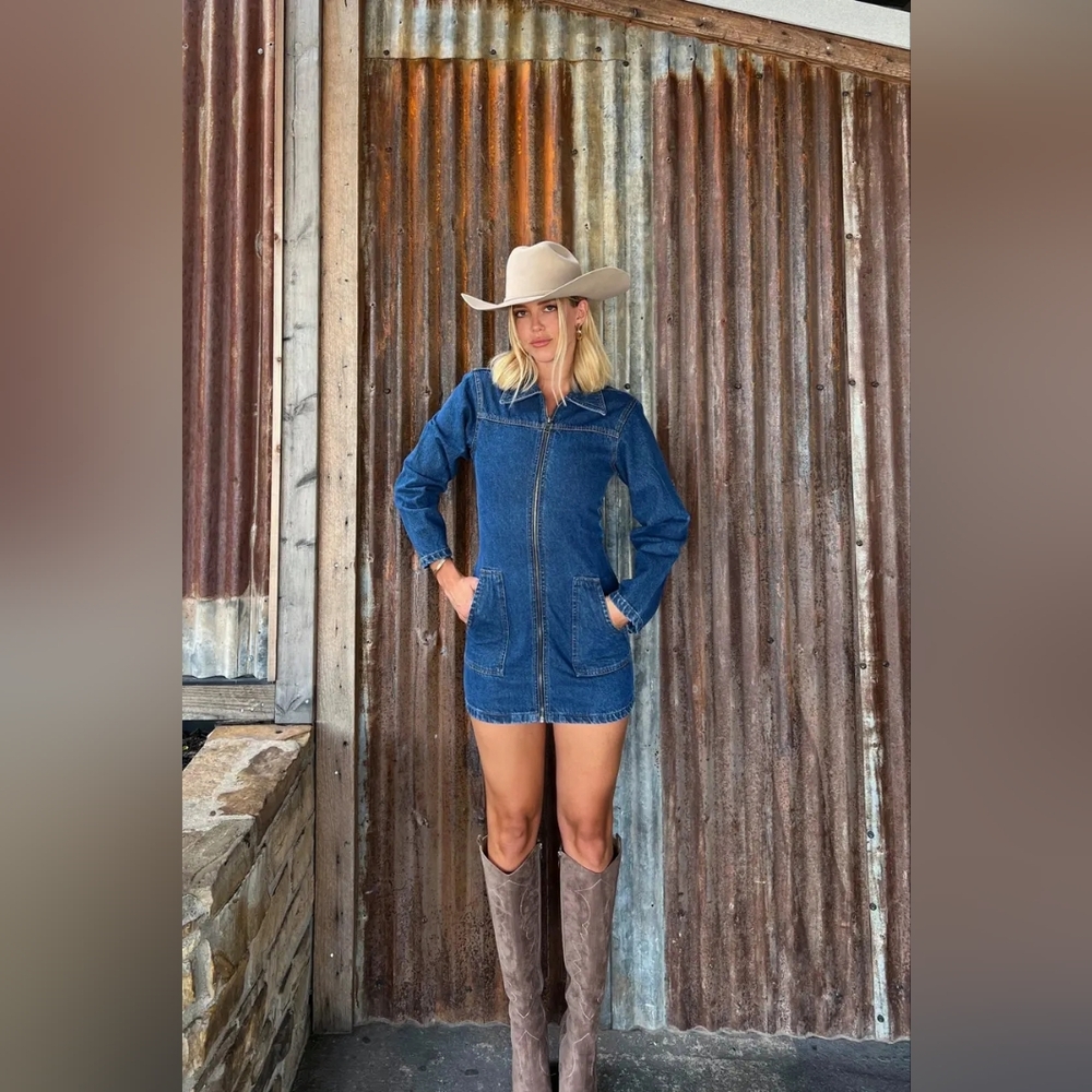 Nasty Gal Blue Denim Mini Dress